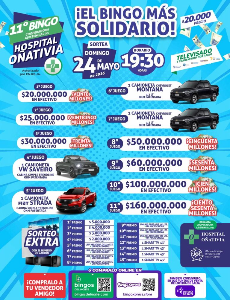 11° edición del Bingo Solidario del Hospital Oñativia
