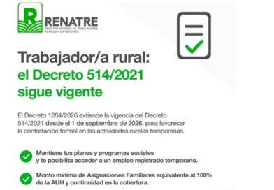 RENATRE : El Decreto 514/2021 sigue vigente
